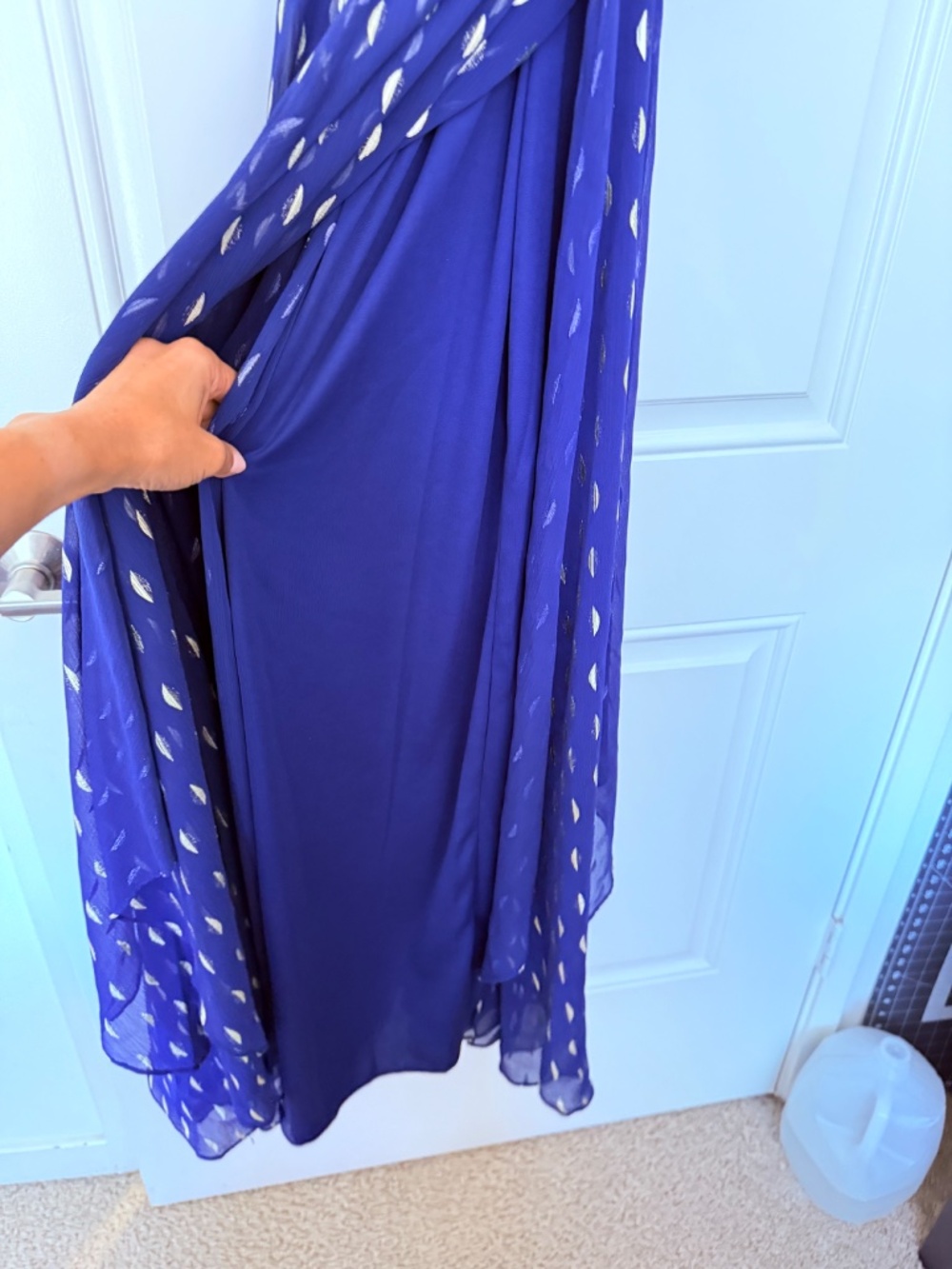 Navy and Gold maxi dress - Sz 10p - Picture 7 of 11